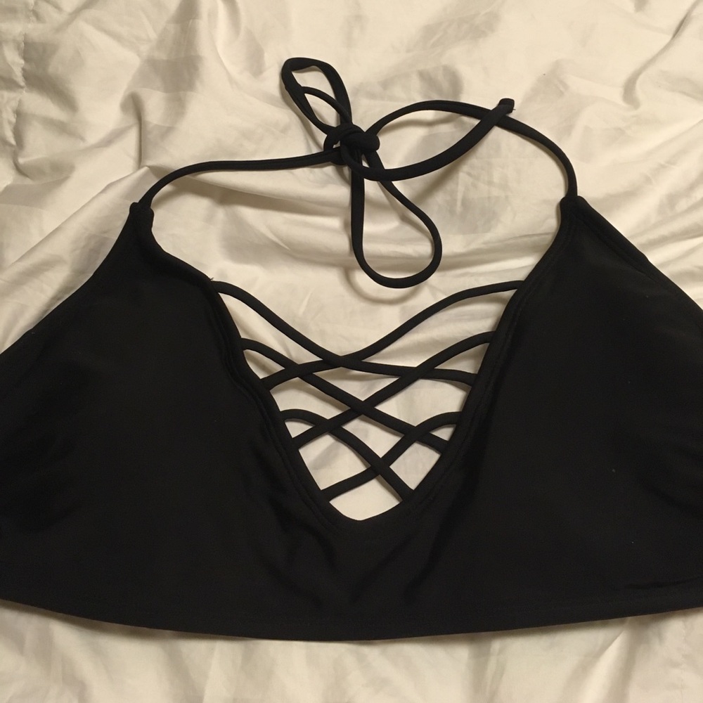Black foe lace up front swim top