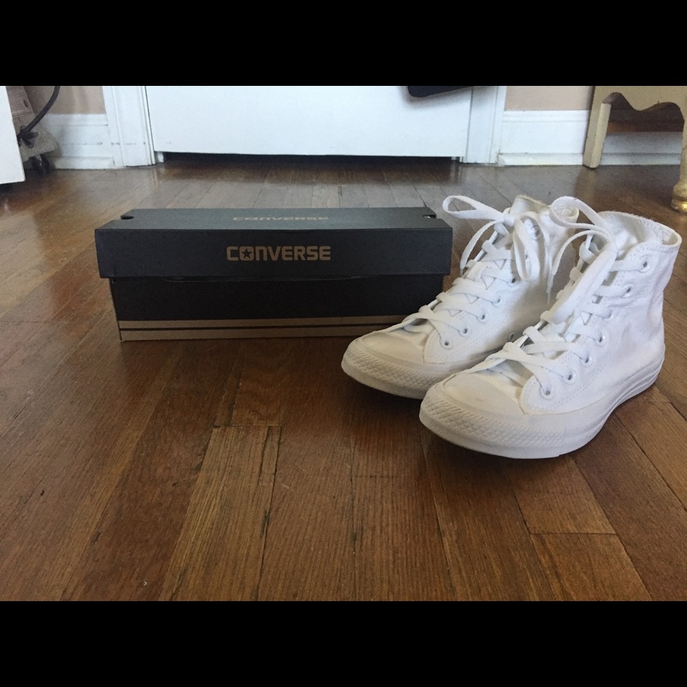 All White High Top Converse