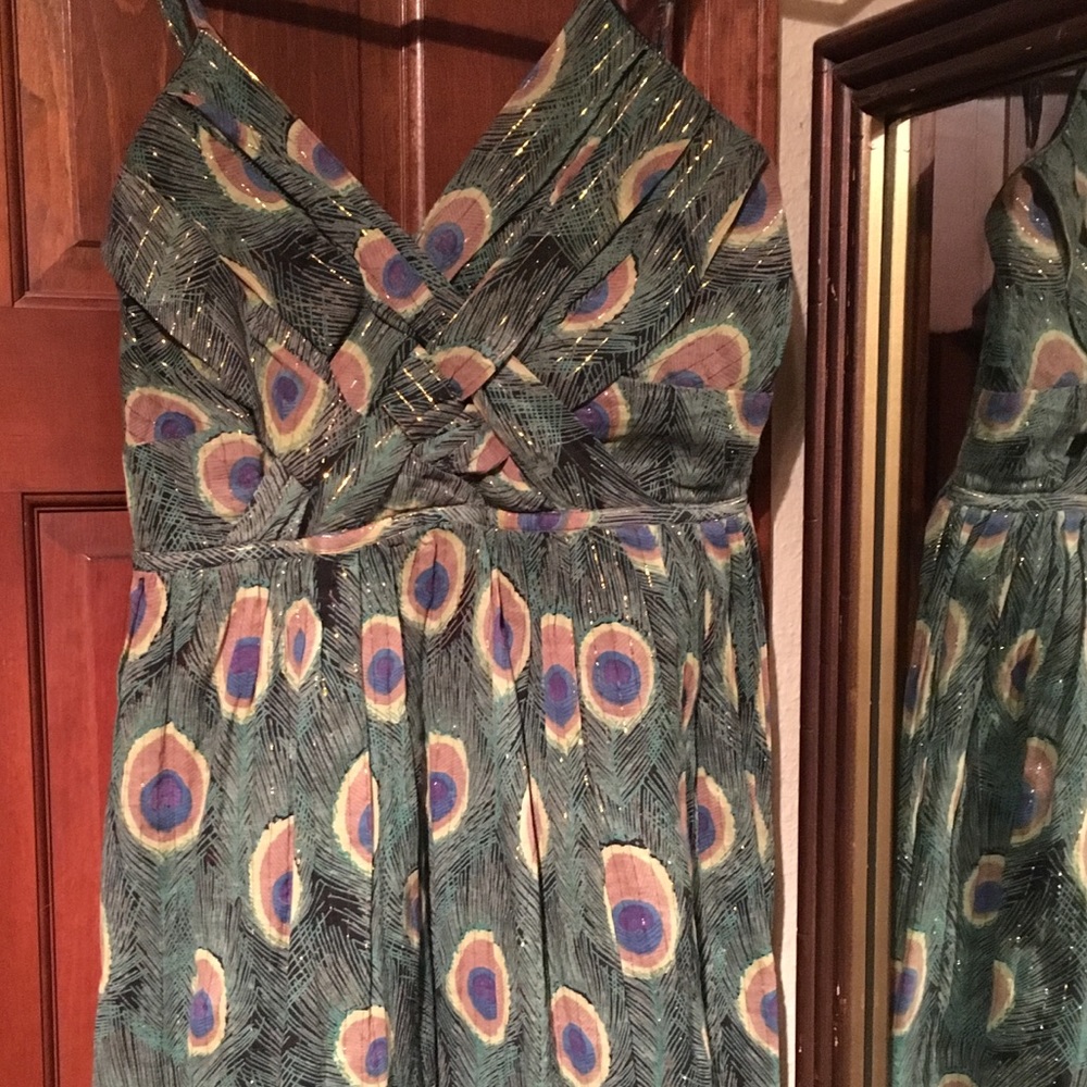 Peacock dress with gold accent