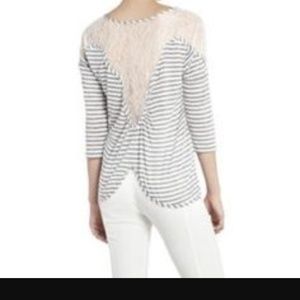 BCBG lala lace back striped top