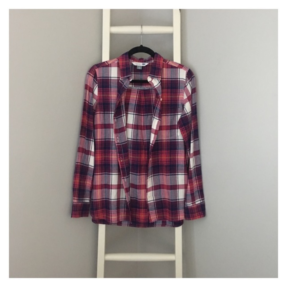 NWOT Pink Purple Plaid Tartan Button Down Blouse S