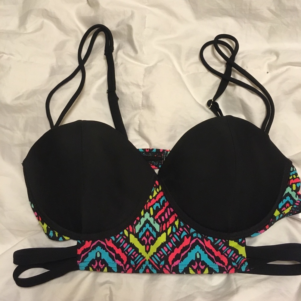 Fun and funky multi colored bikini top