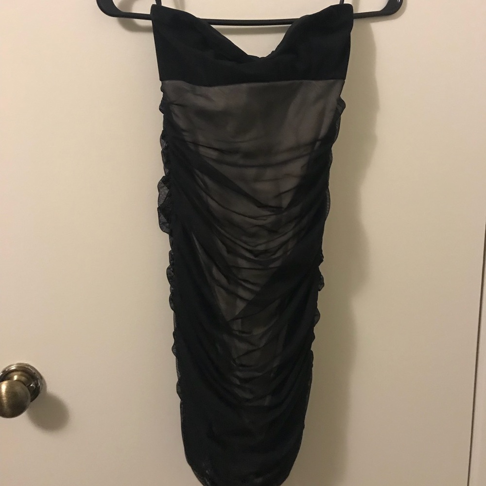Black strapless dress