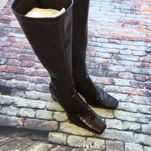 Franco Sarto Brown Pull On Knee Heels Boot