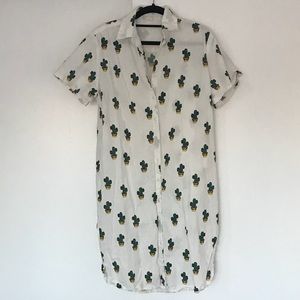 Cactus print shirt dress