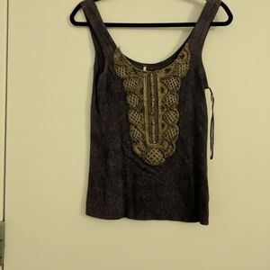 Free People purple embroidered top