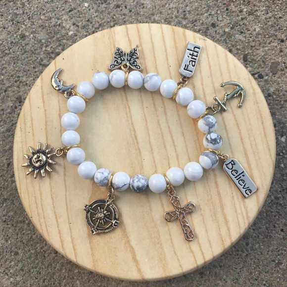 handmade Jewelry - Handmade White Howlite Charm Bracelet