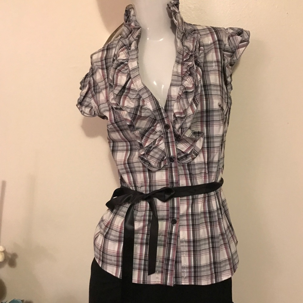 Ruffle button down shirt