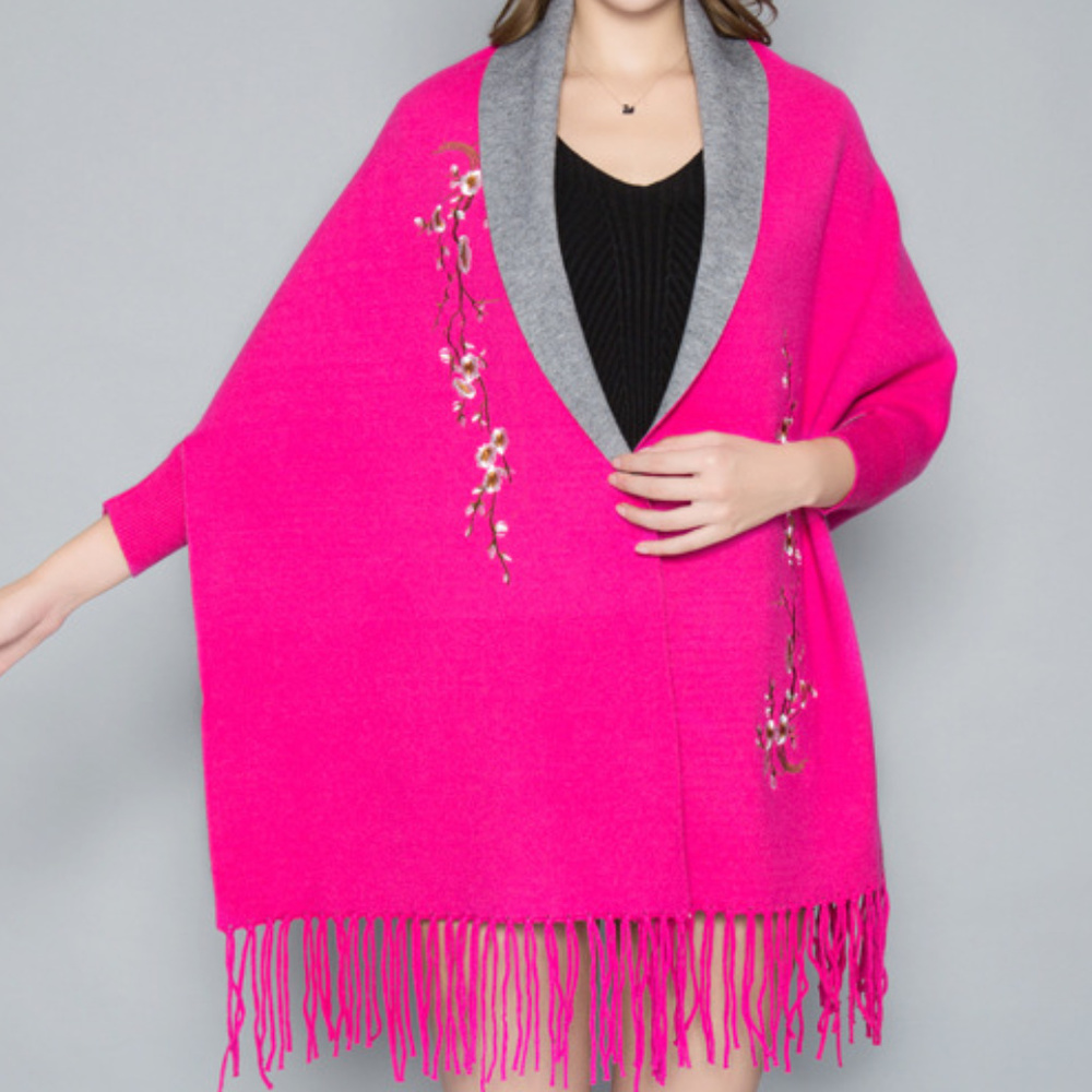 FUCHSIA DOUBLE SIDED WRAP/PONCHO