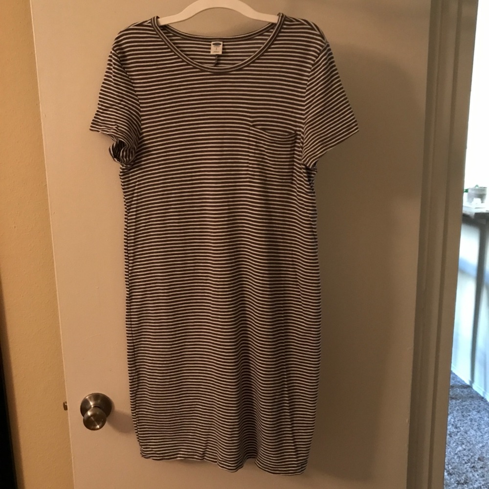 Cute Gray Striped Tshirt Dress from Old Navy