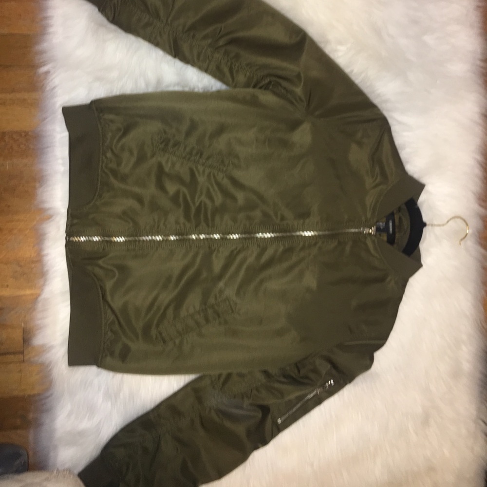 olive green bomber jacket.