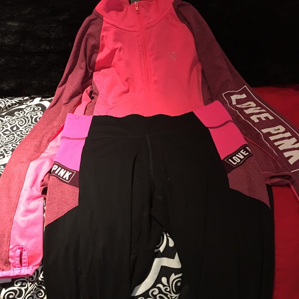 VICTORIA SECRET PINK SET HOT PINK AND BLACK