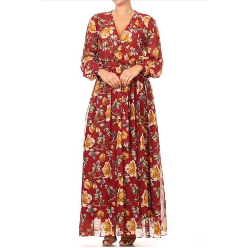 Burgundy floral dress