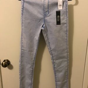 High waist light blue skinny jeans