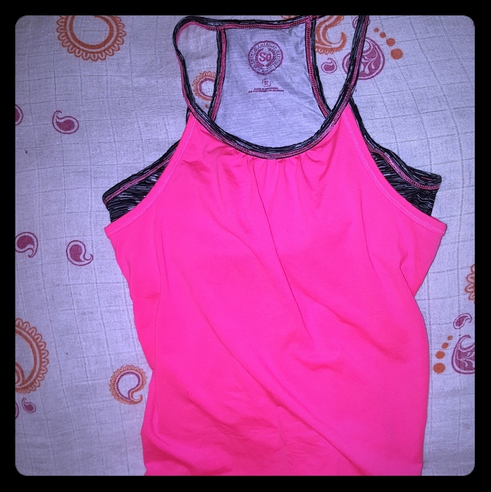 Hot pink layred work out tank