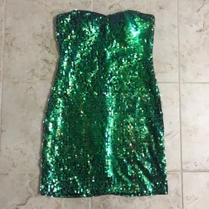 Charlotte Russe Strapless Green/Blue Sequin Dress