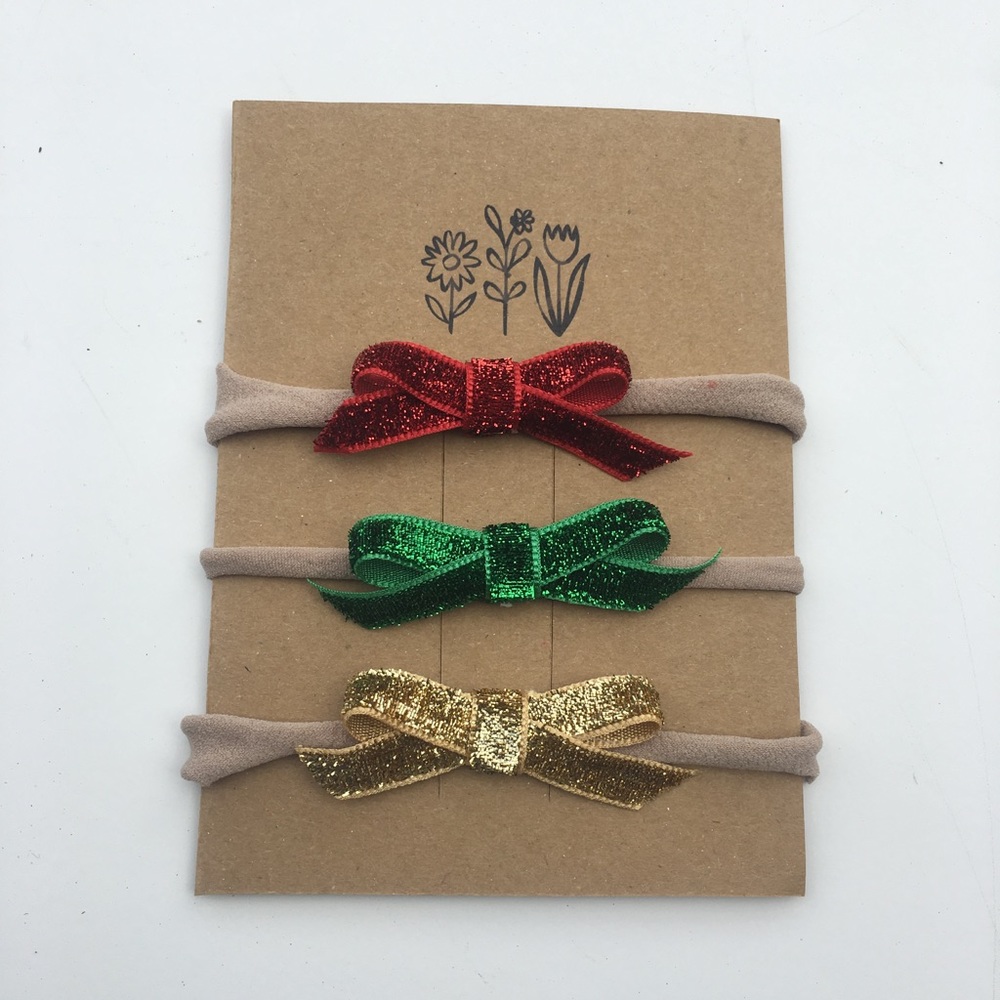 Holiday Dainty Bow Headband Set