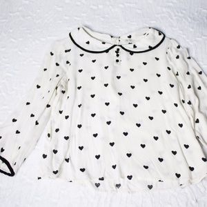Peter pan collared blouse with hearts