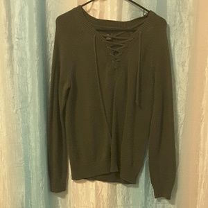 Green lace up sweater