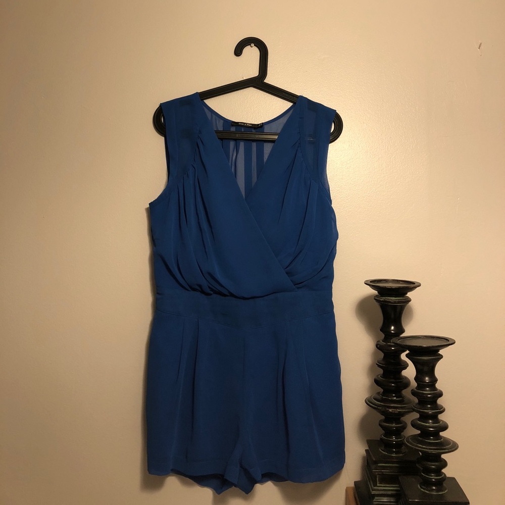 Doe & Rae Sheer Blue Sleeveless Romper