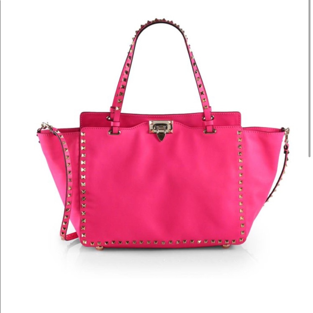 Valentino rockstud medium trapeze tote bag PINK