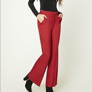 Red flare pants