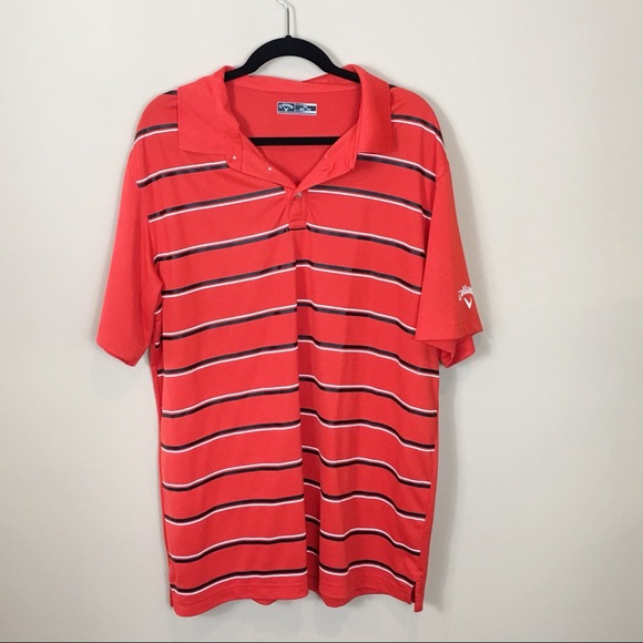 Callaway Other - Men’s Callaway Orange Striped Golf Polo