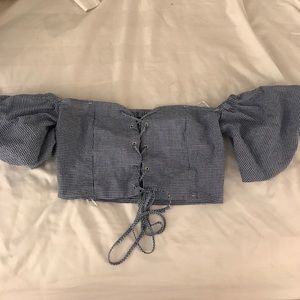 Off shoulder crop top gingham