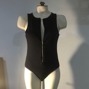 Black zipper bodysuit