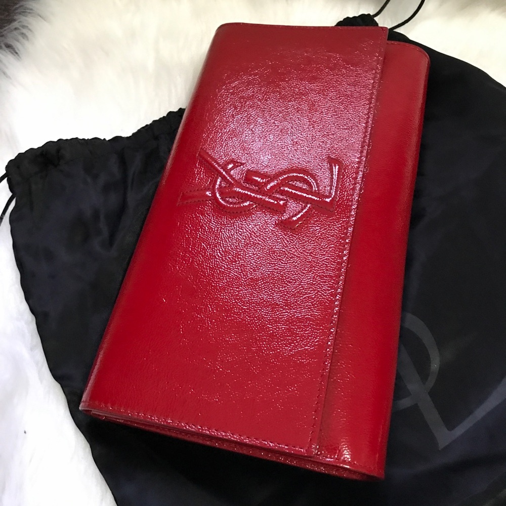 YSL Saint Laurent large belle de patent clutch