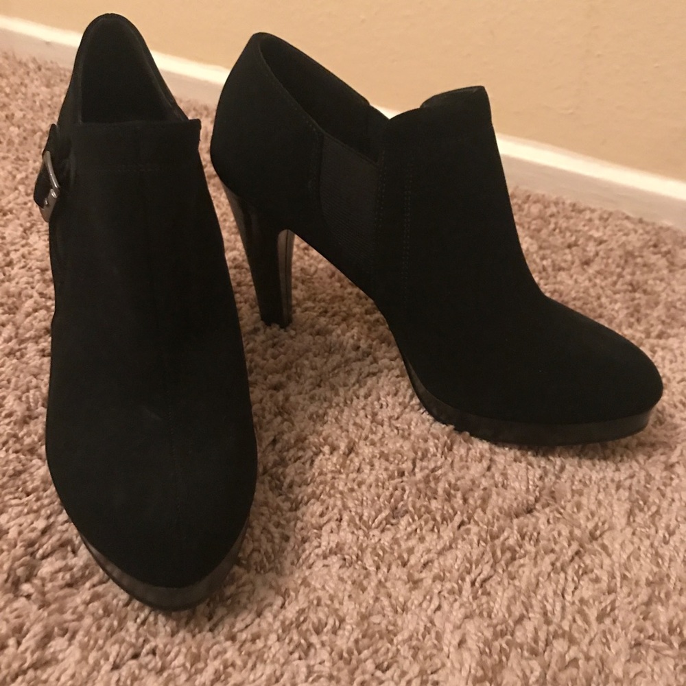 Black High Heel Suede Booties