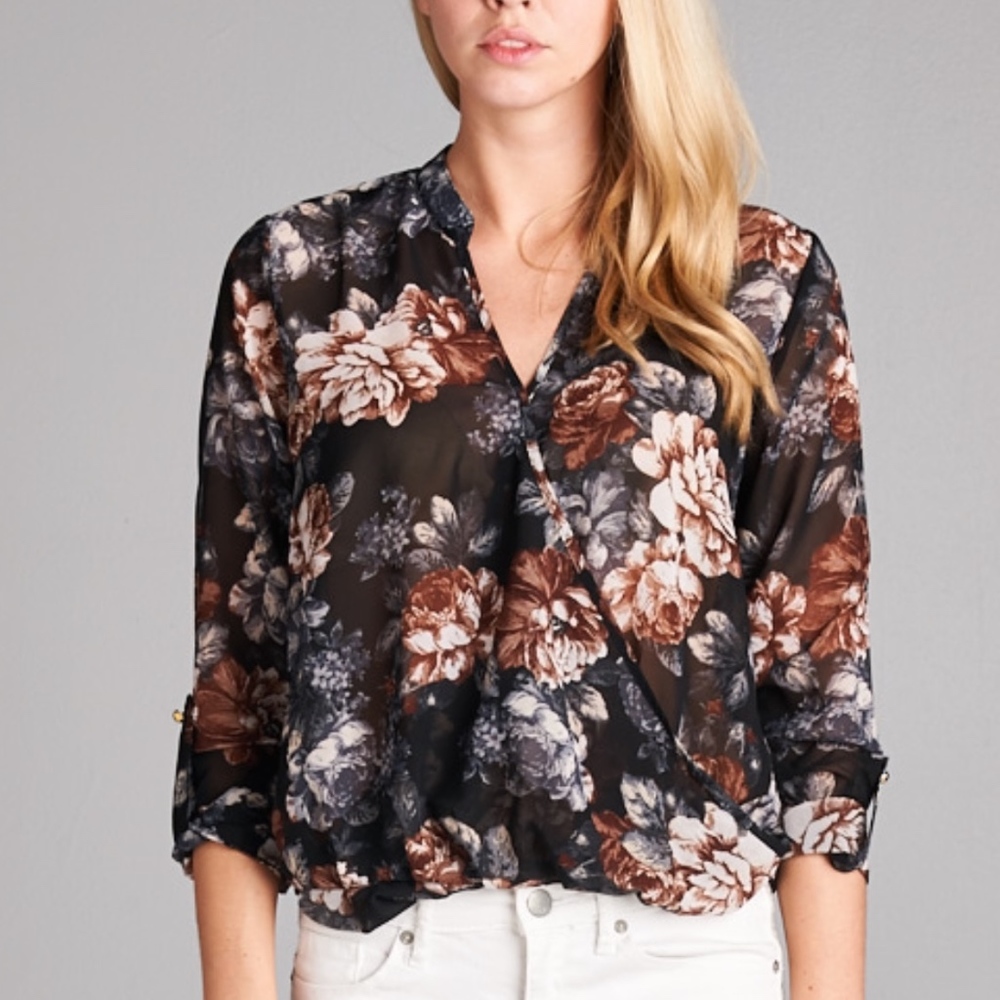 FLORAL BLACK TOP