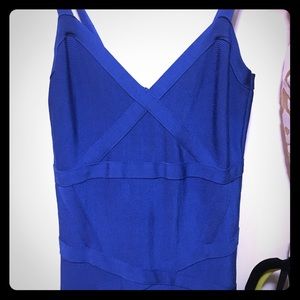 Bebe blue dress size small cross cross pattern