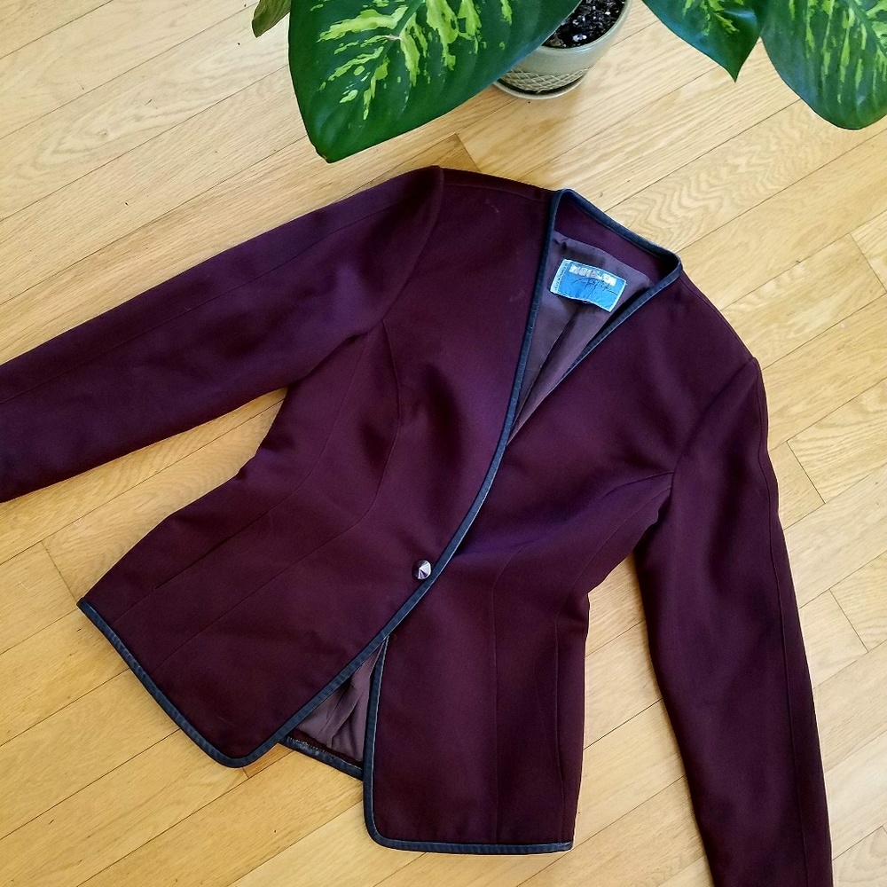 Thierry Mugler Leather Trim Timeless Chic Blazer