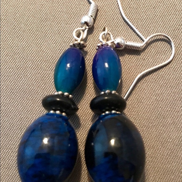 Handmade Royal Blue Beaded Necklace & Earrings Set - Picture 6 of 7