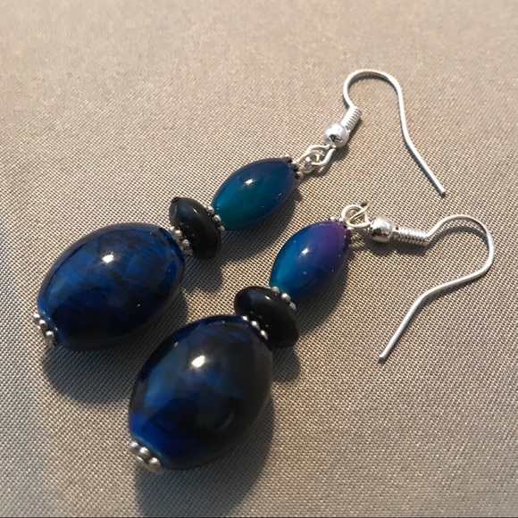 Handmade Royal Blue Beaded Necklace & Earrings Set - Picture 7 of 7