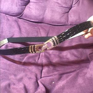 Whbm black leather clip belt