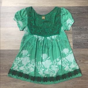 Language Green Floral Flowy Top Size XS