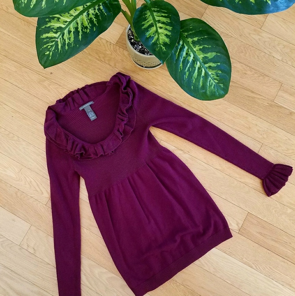 Merlot Bandage Empire Holiday Knit Sweater S