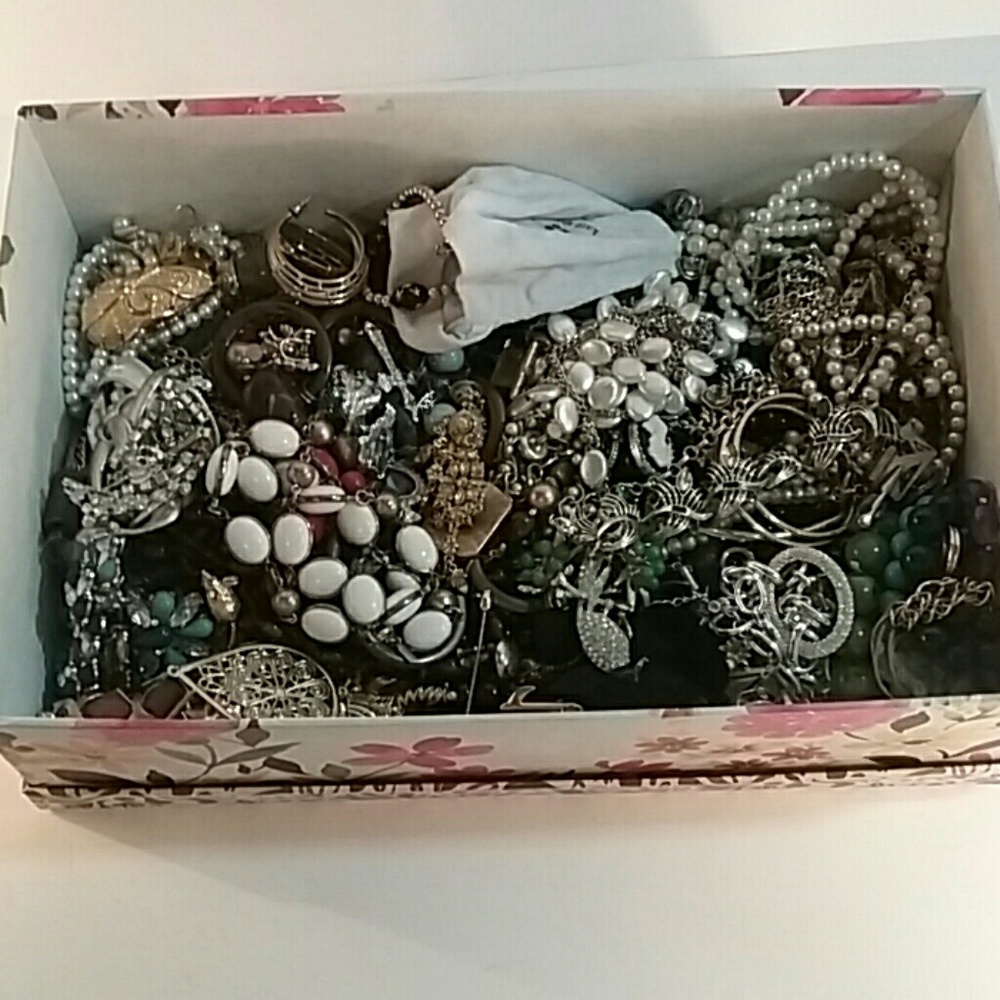 Entire Box of Vintage & New Costume Jewelry