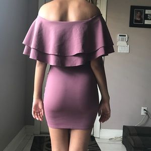 Lavender Off the shoulder Ruffle Dress