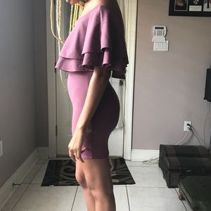 Off-the-Shoulder Ruffle Bodycon Floor-Length Dress Lavender main image 1