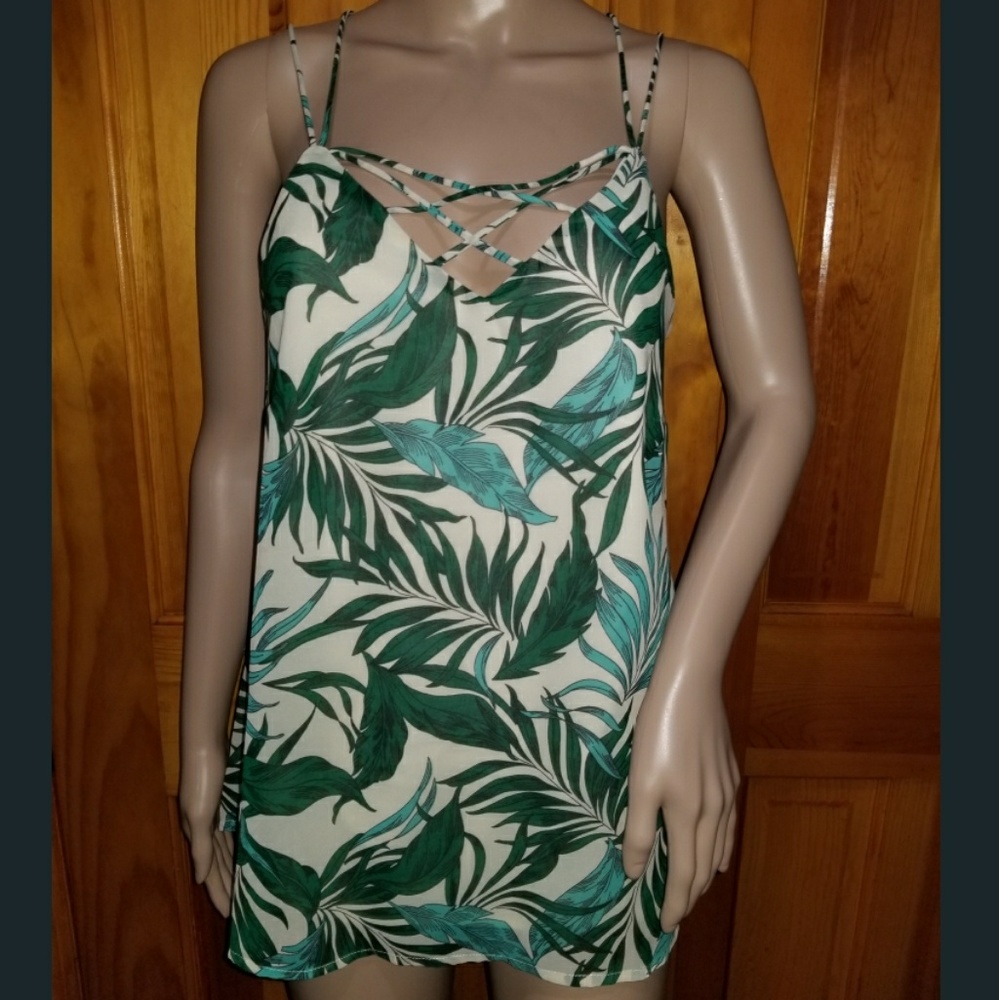 Japna Green Tropical leaf blouse Size M