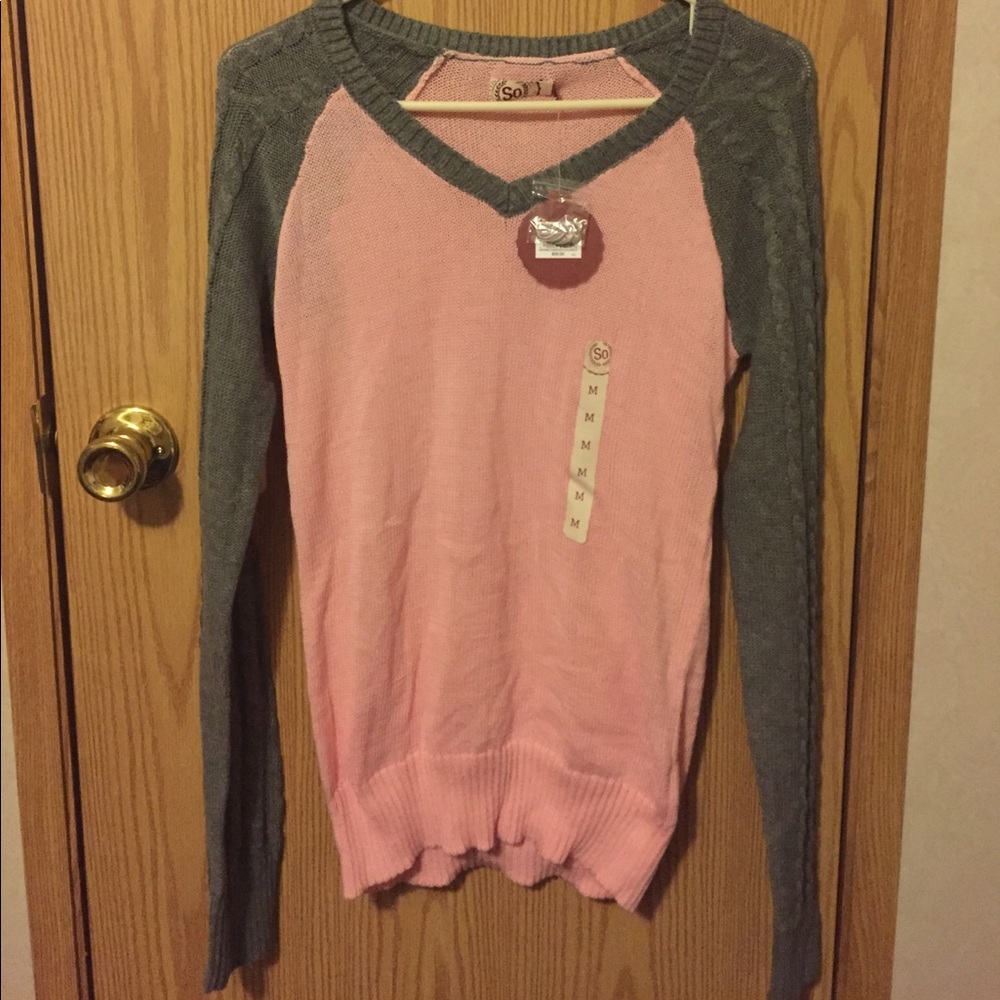 Pink and gray long sleeve top