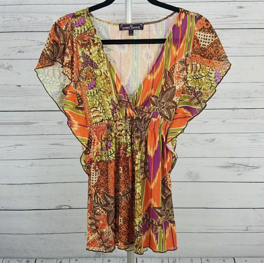 Women's Almost Famous Cap Sleeve Empire Waist Top