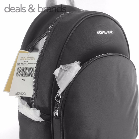 NWT MICHAEL KORS Abbey Nylon Large Backpack Gray