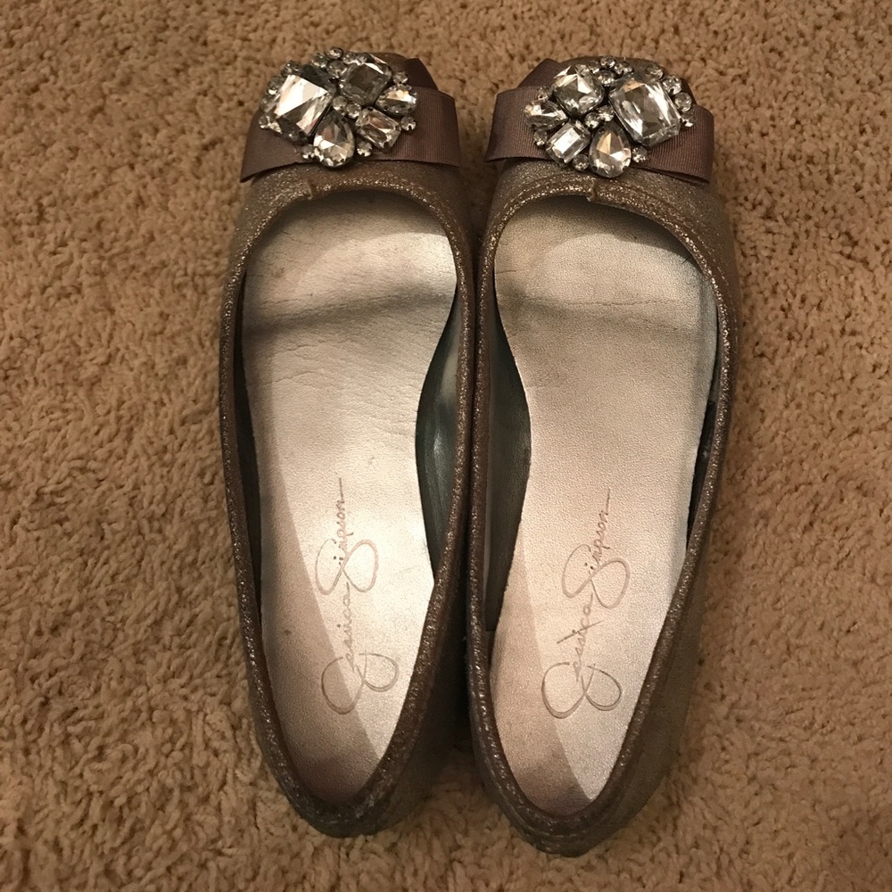 Jessica Simpson Jeweled Metallic flats