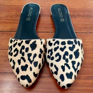 ALDO Leopard Print Genuine Leather/Calf-hair Mules