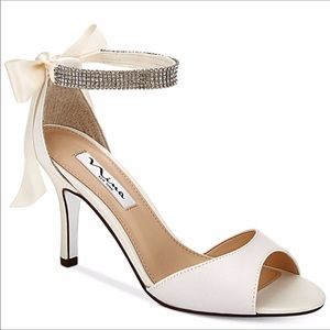 Satin open toe heel sandals. Never worn