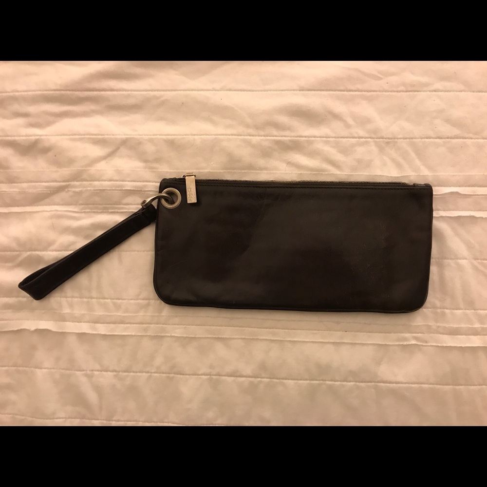 Dark Brown Leather Hobo Clutch